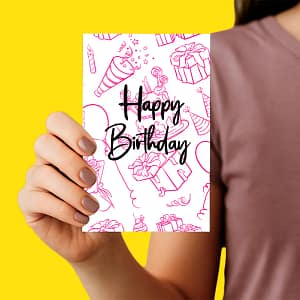 Carte cadeau d'anniversaire illustrée pour offrir une séance photo pour un animal de compagnie