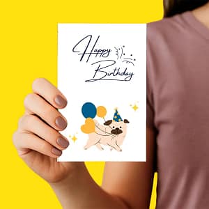 Carte cadeau d'anniversaire illustrée pour offrir une séance photo pour un animal de compagnie