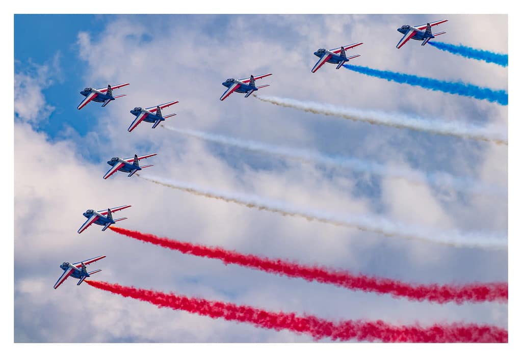 Patrouille de France pendant la Fête de l’air des Mureaux 2023