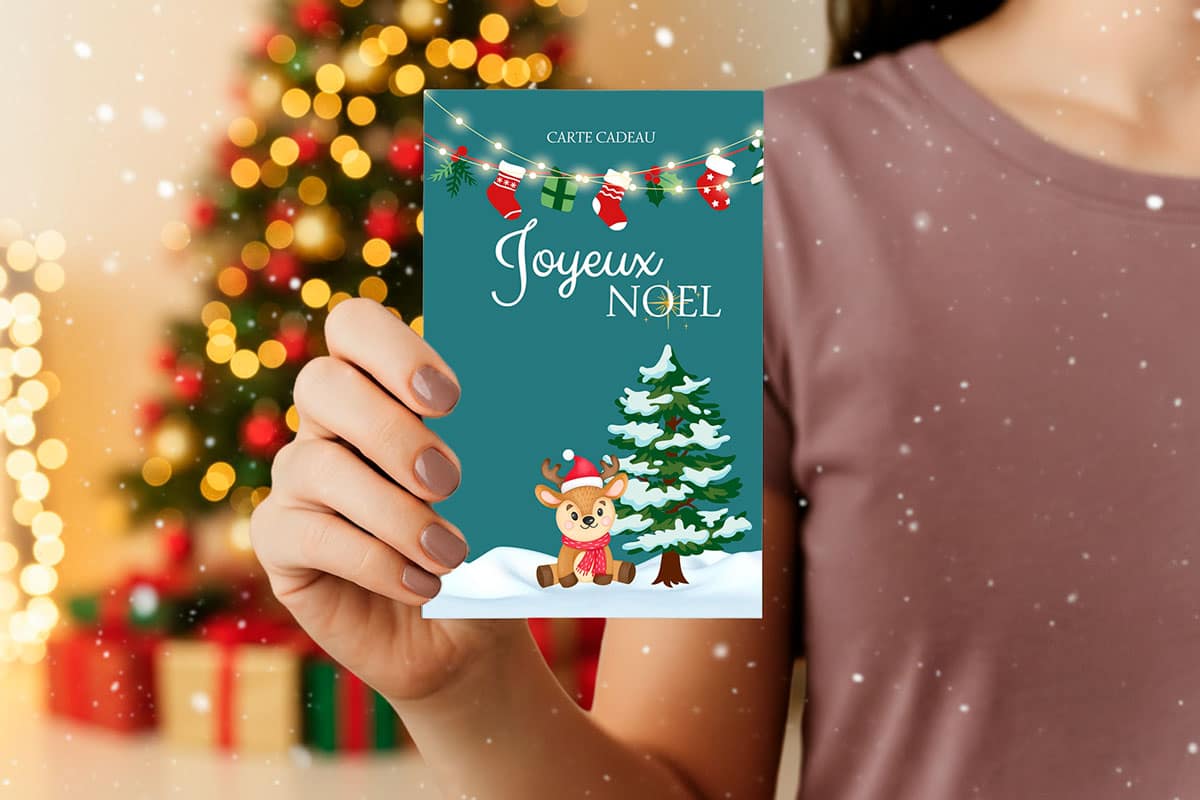 Carte cadeau de Noël illustré pour offrir une séance photo pour un animal de compagnie