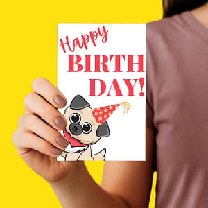 Carte cadeau d'anniversaire illustrée pour offrir une séance photo pour un animal de compagnie